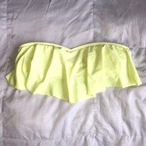 Yellow strapless flowy bikini top